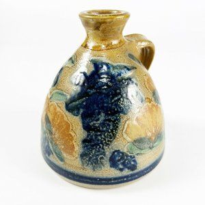 Terry Plasket Susan Gogan Studio Pottery Bottle Salt Glazed Stoneware Blue Beige